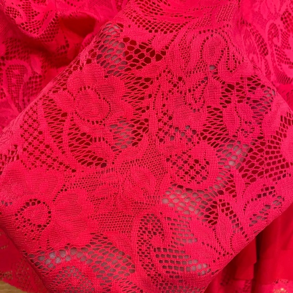 RARE Black Milk Red Lace Skater Dress - Size M - Picture 7 of 9